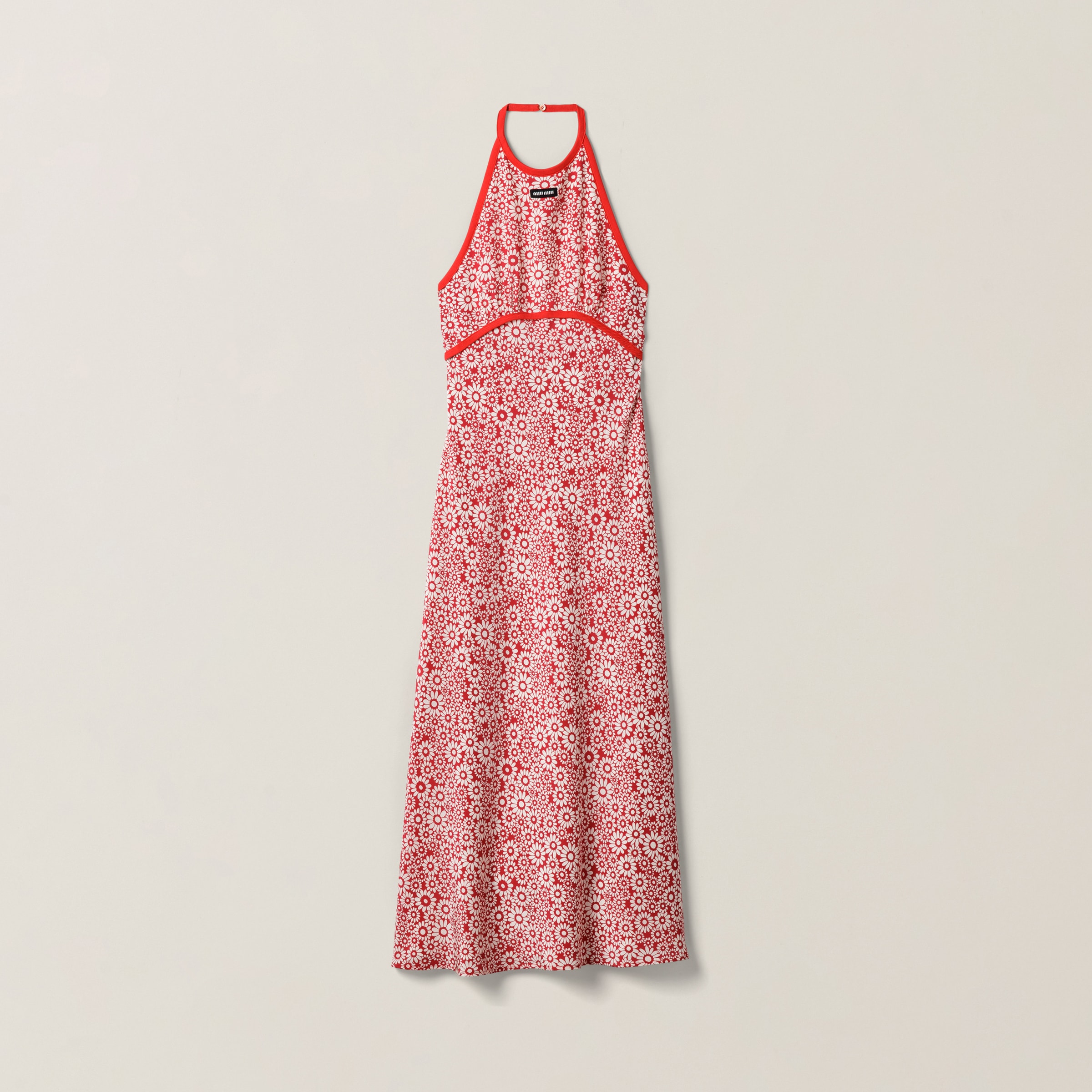 Miu Miu Long Floral Print Crepe De Chine Dress