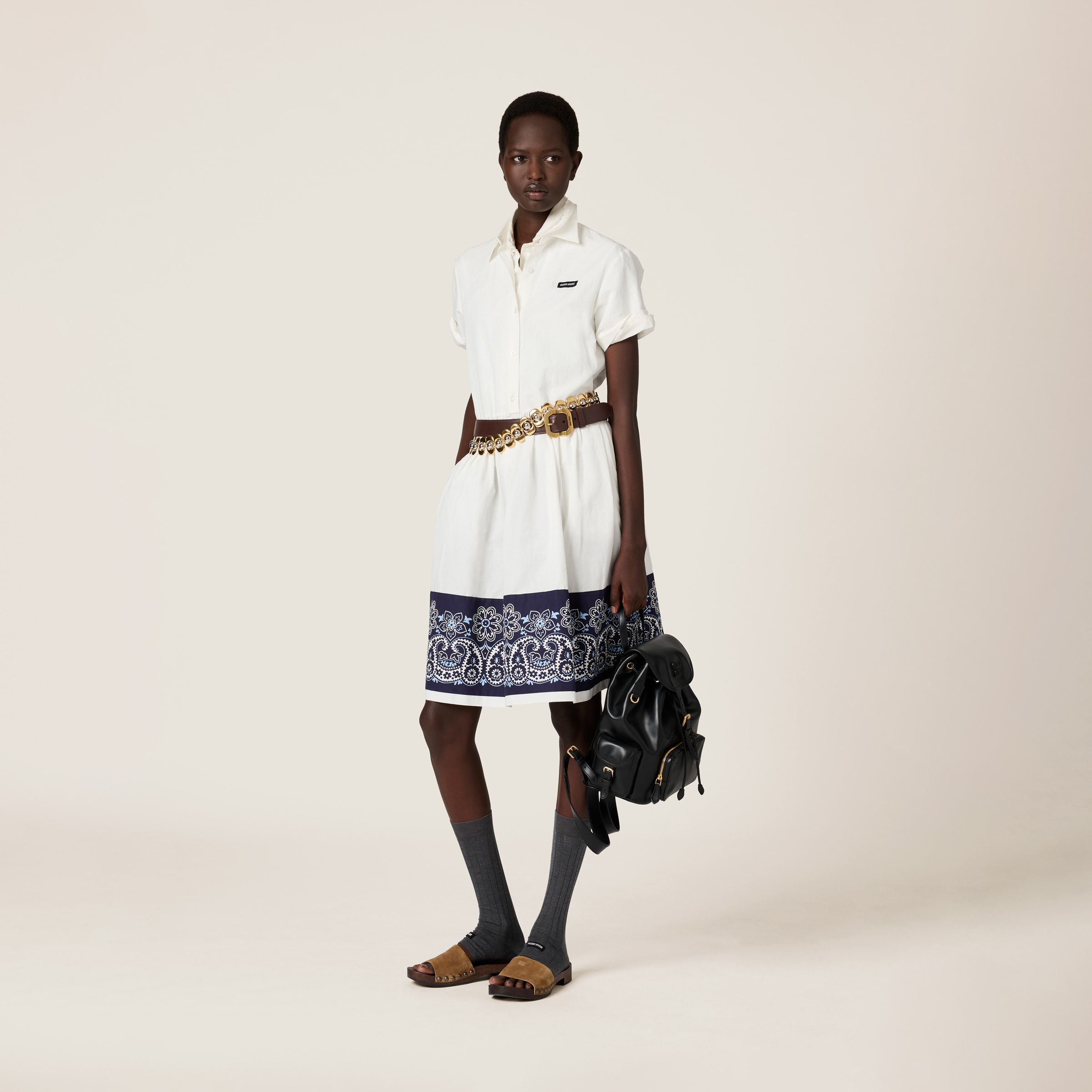 Miu Miu Bandana-print Poplin Midi Dress