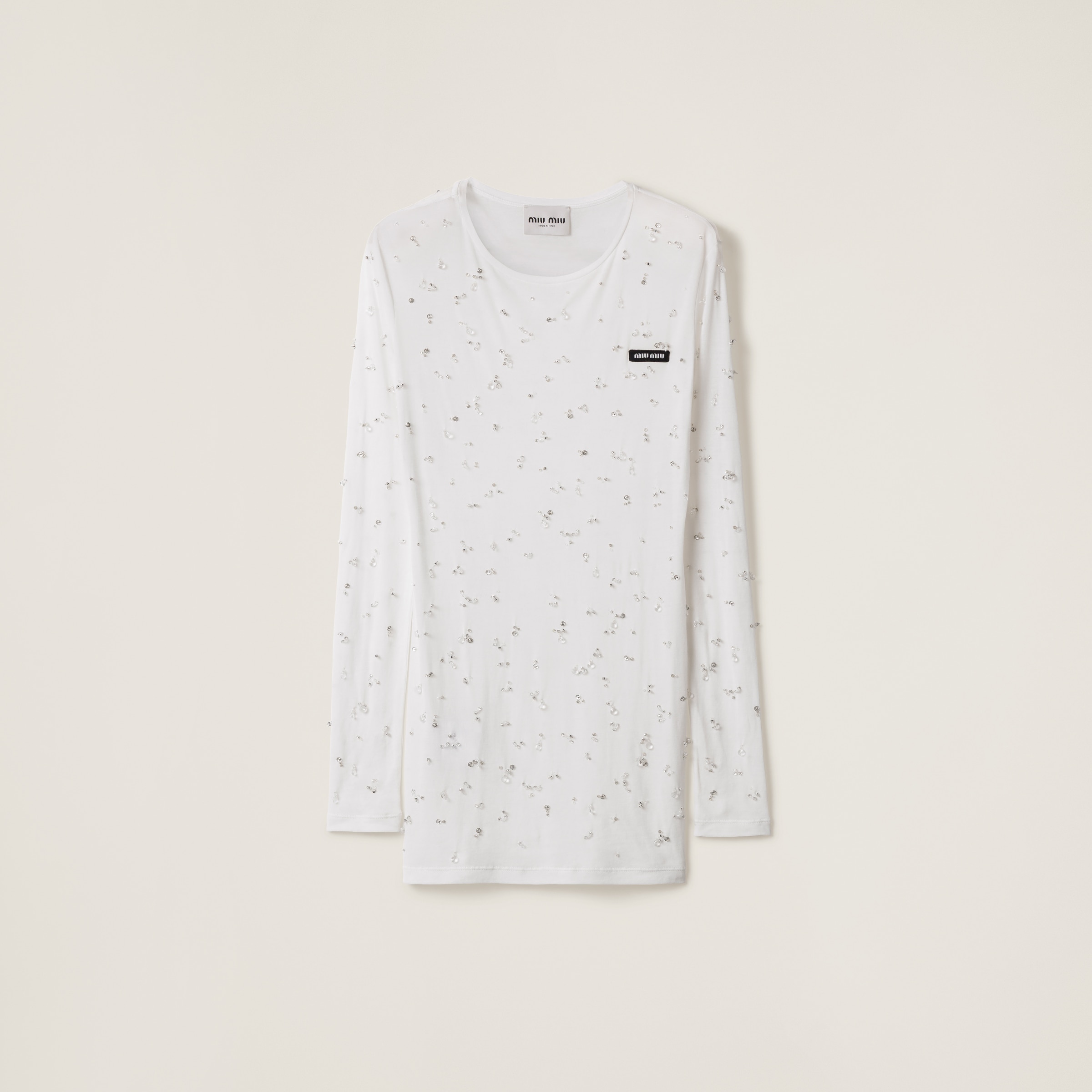 Miu Miu Embroidered Ribbed Knit Jersey Dress