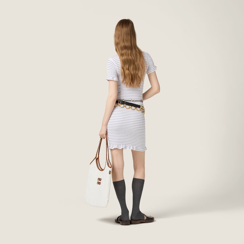 Smocked striped jersey dress