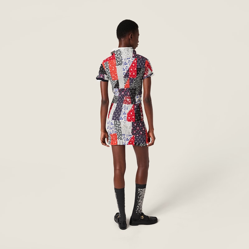 拼布府绸迷你裙