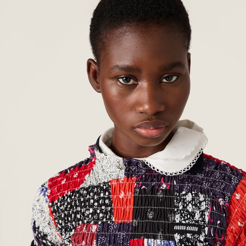 拼布府绸迷你裙