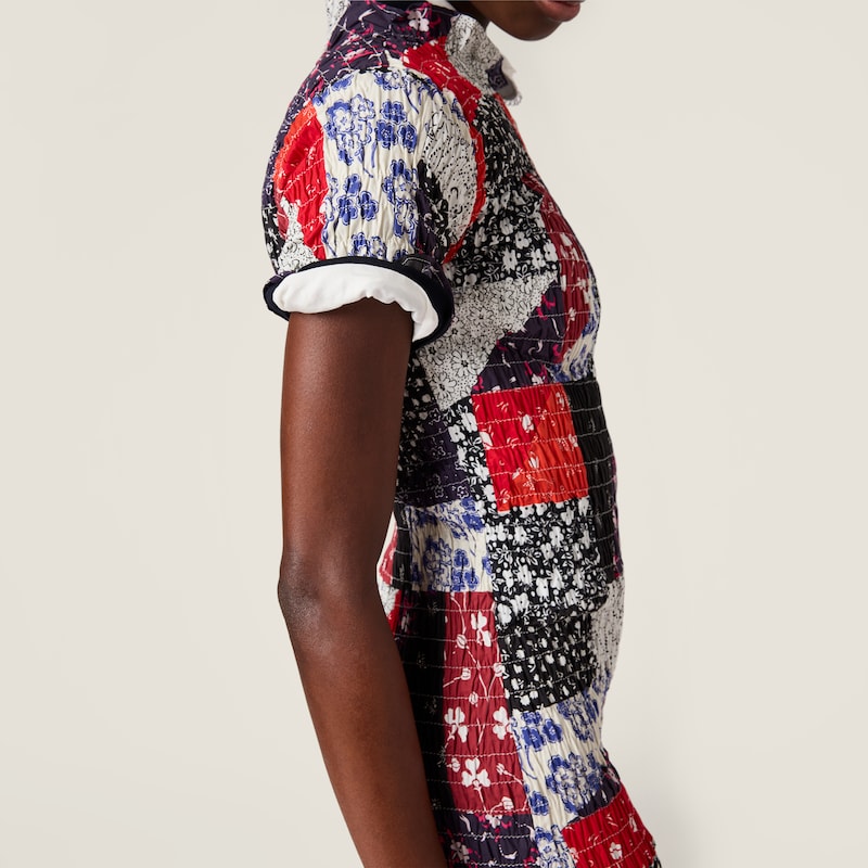 拼布府绸迷你裙