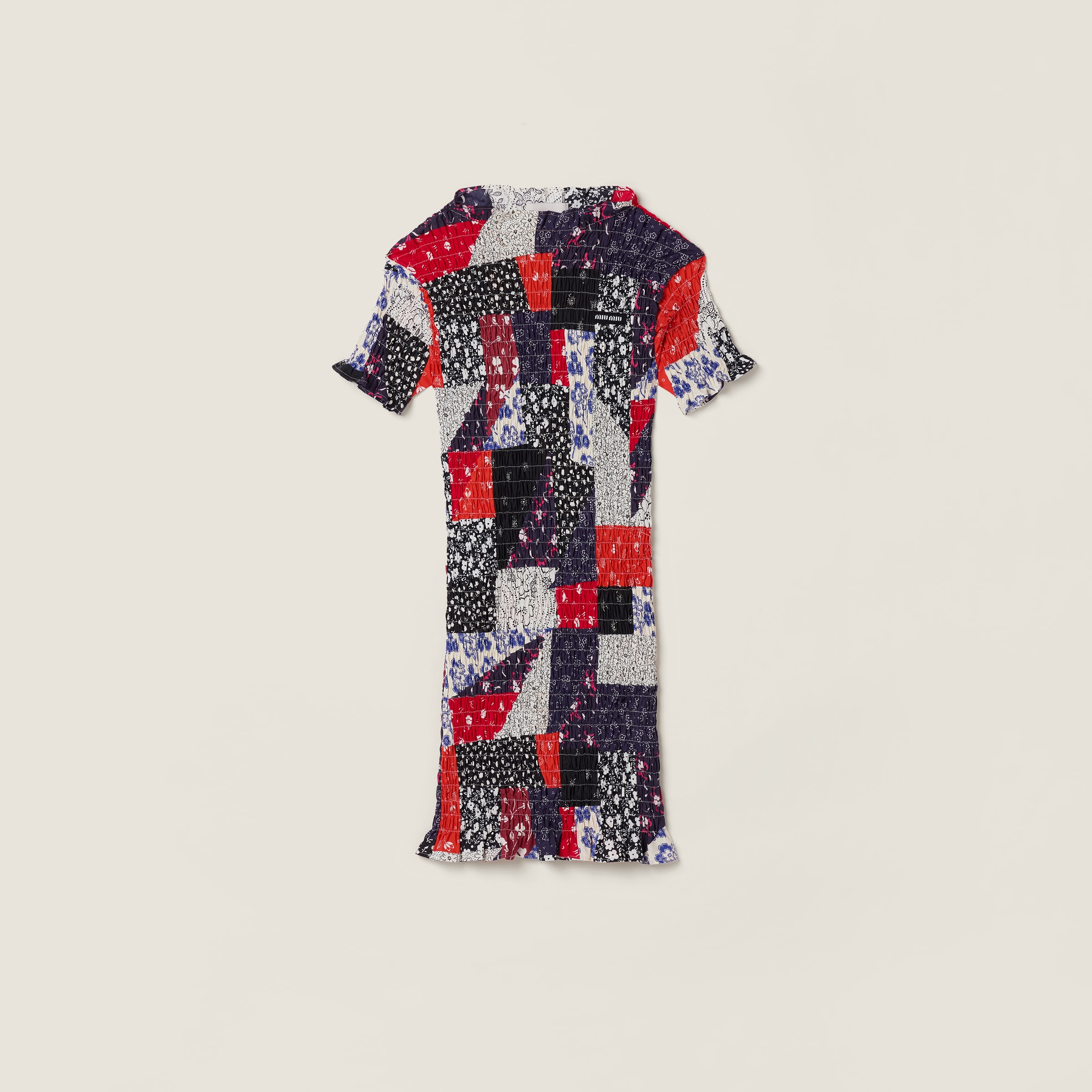 Miu Miu Patchwork Poplin Mini-dress In Multi