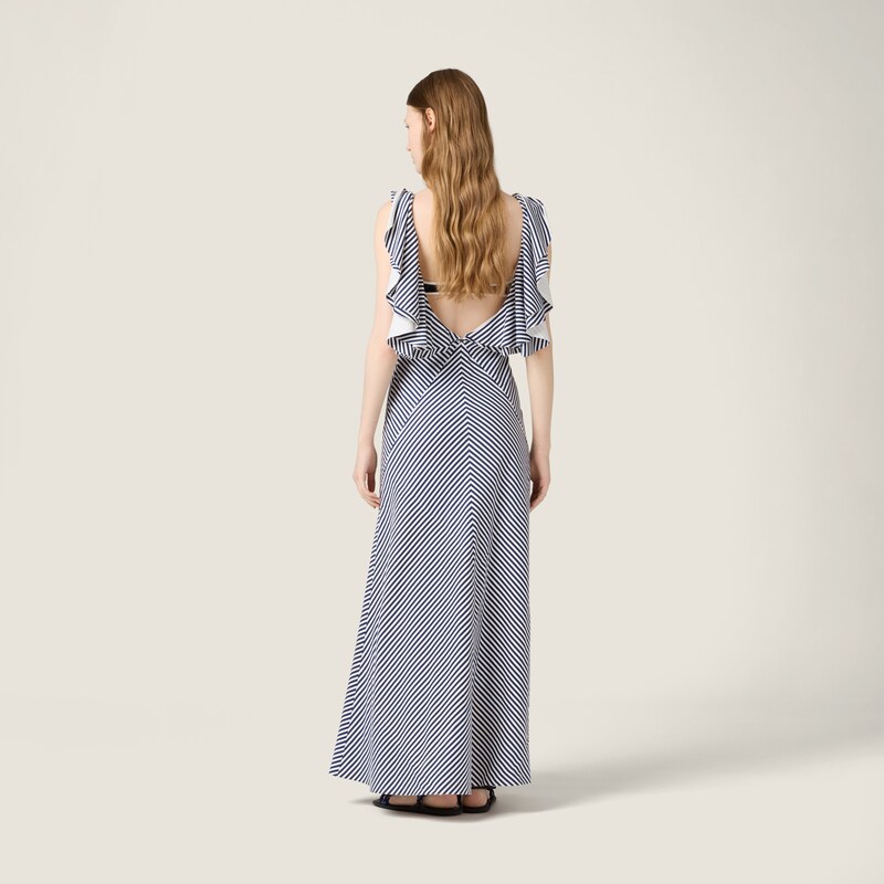 Çizgili Jarse Maksi Elbise