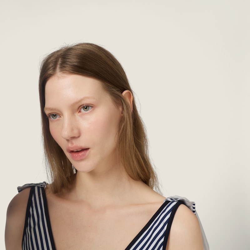 Çizgili Jarse Maksi Elbise