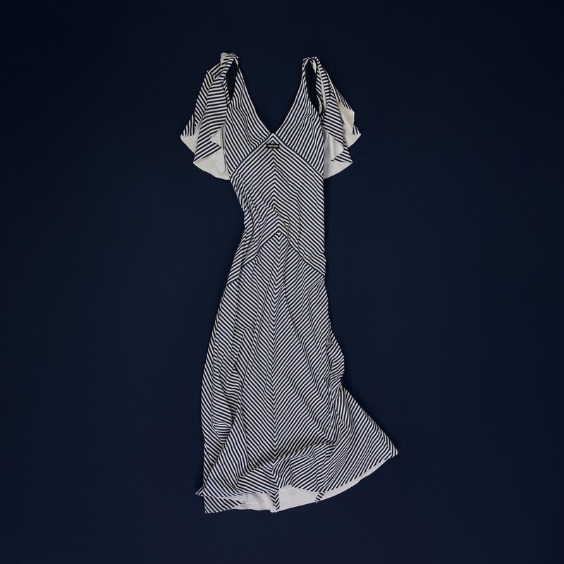 Çizgili Jarse Maksi Elbise