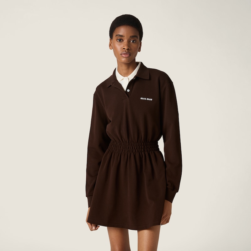 Cotton piqué mini-dress