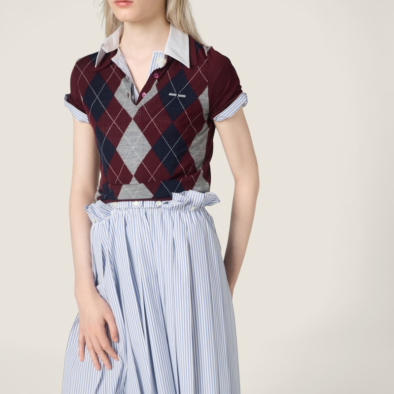 Pleated striped poplin midi-dress