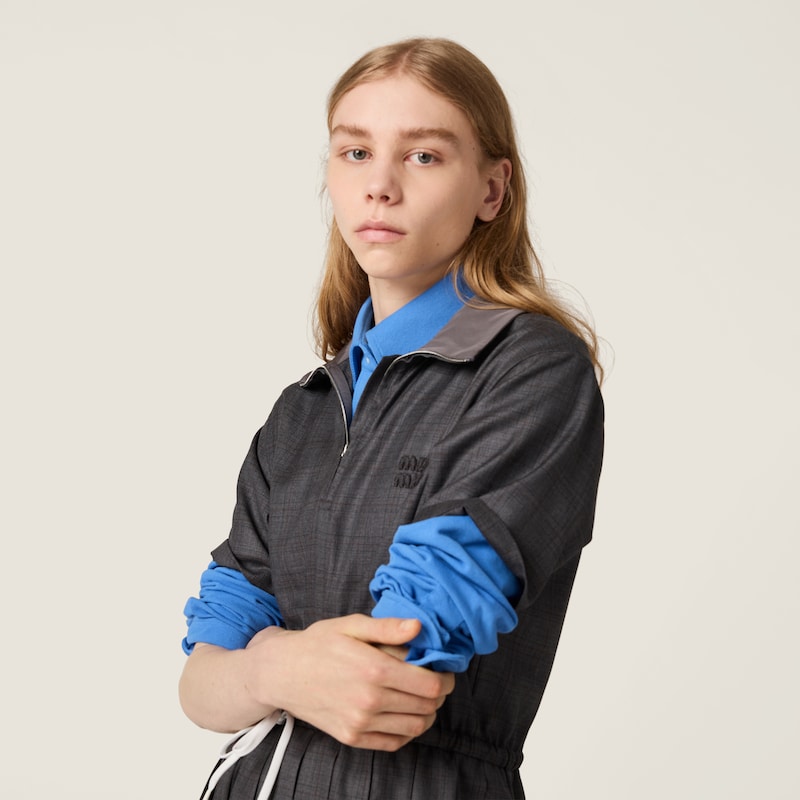 Vestido corto plisado a cuadros príncipe de Gales