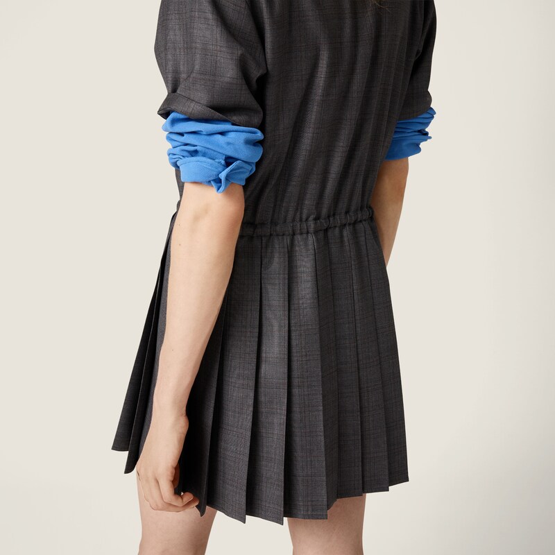 Vestido corto plisado a cuadros príncipe de Gales