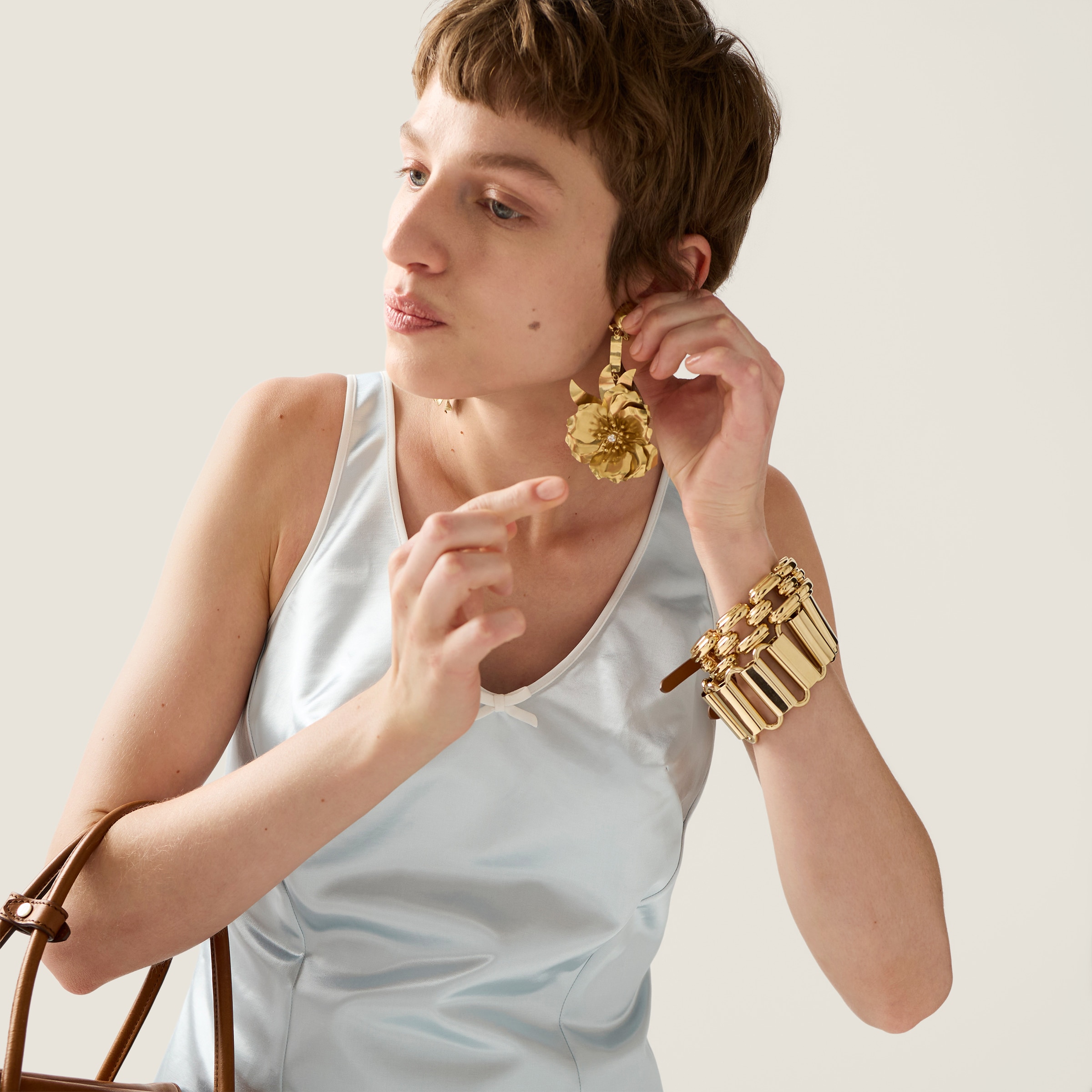 Miu Miu Satin Dress In Neutral