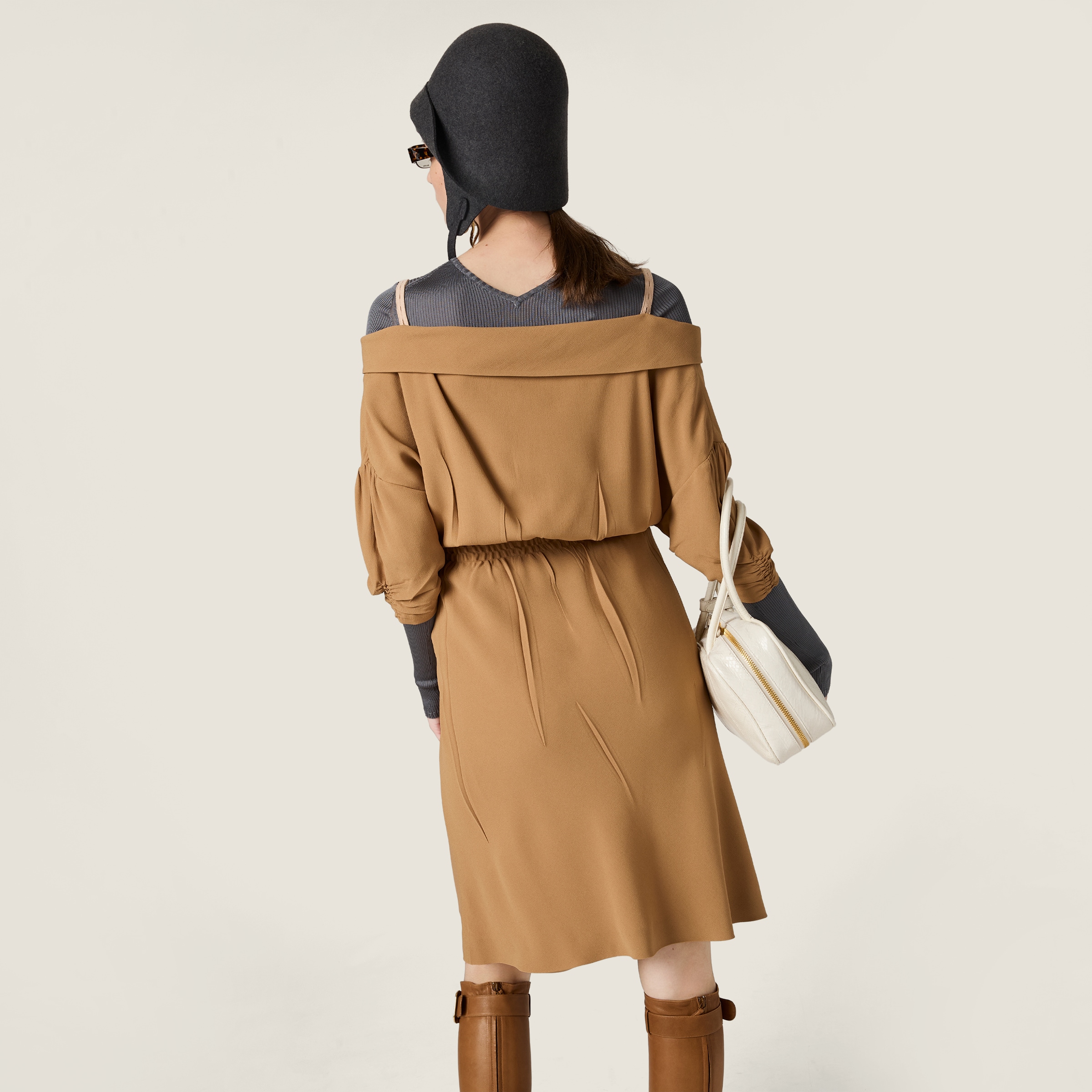 Miu Miu Sablé Dress In Brown