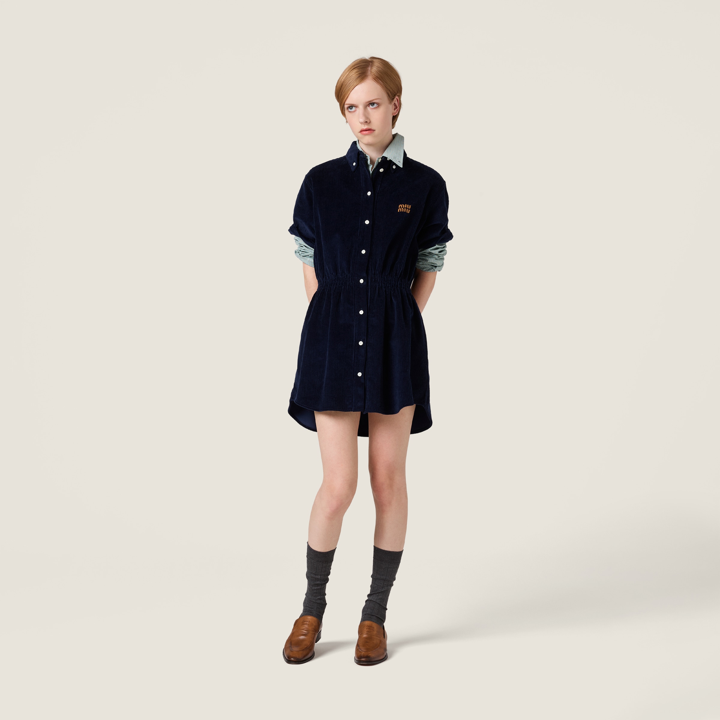 Navy Corduroy Dress | Miu Miu - United States