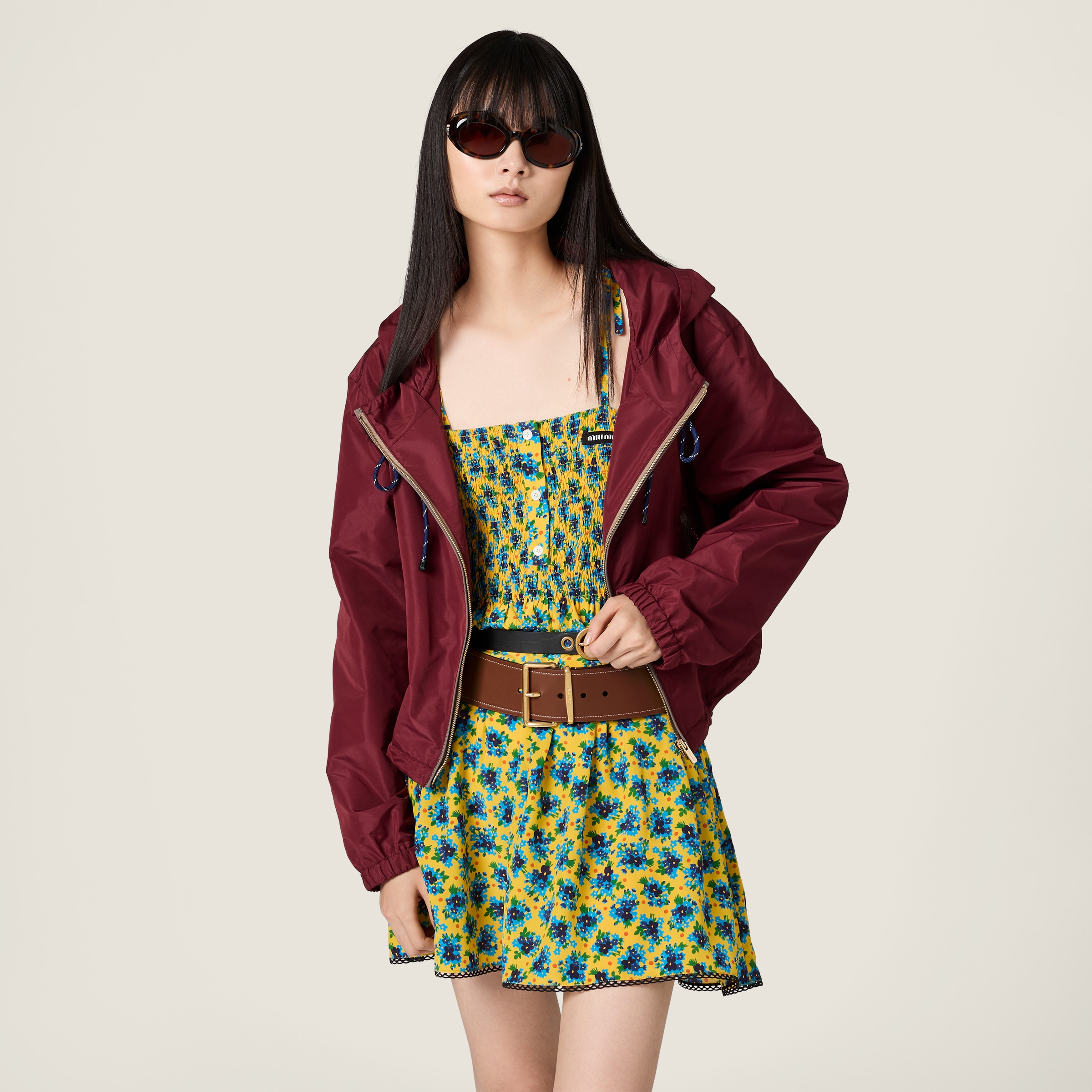Multicolored Crêpe De Chine Mini-dress | Miu Miu - United States