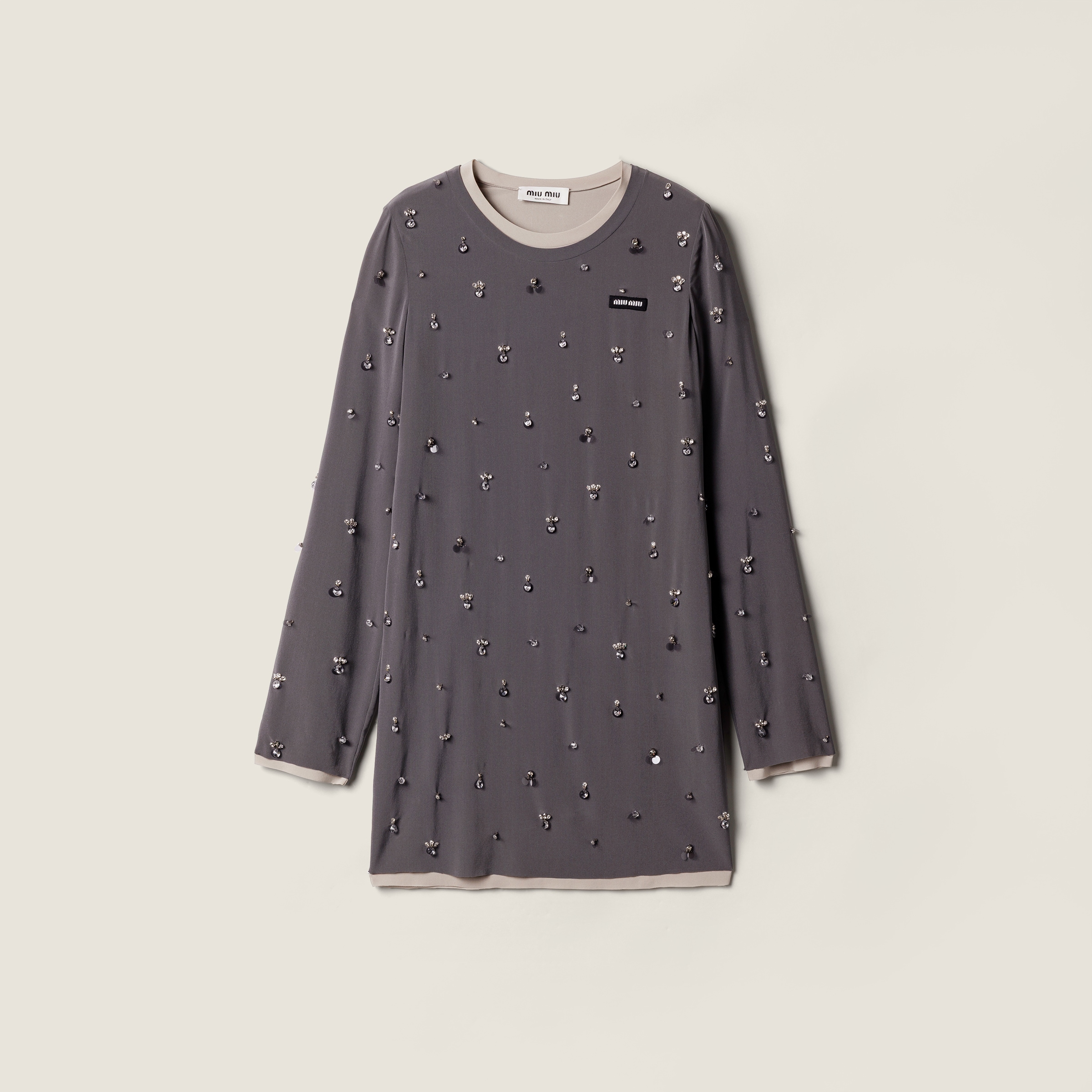 Embroidered stretch georgette dress