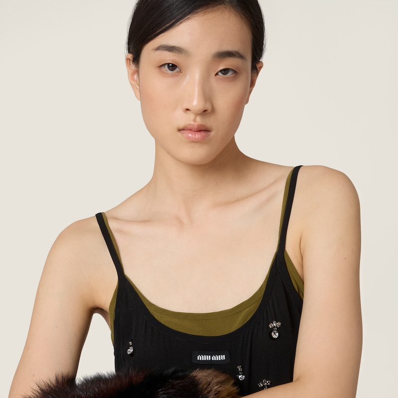 Embroidered stretch georgette dress