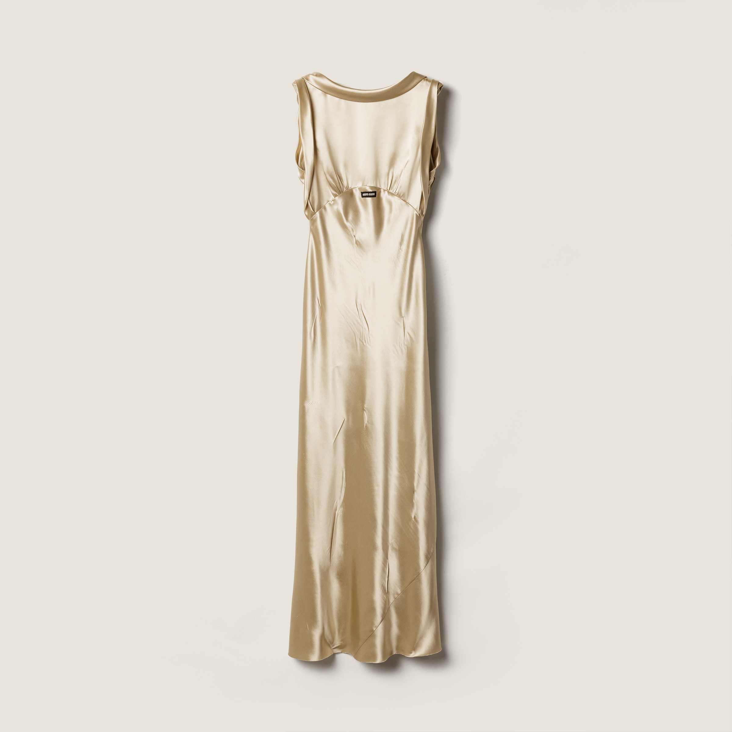 Miu Miu Long Satin Dress In Neutral