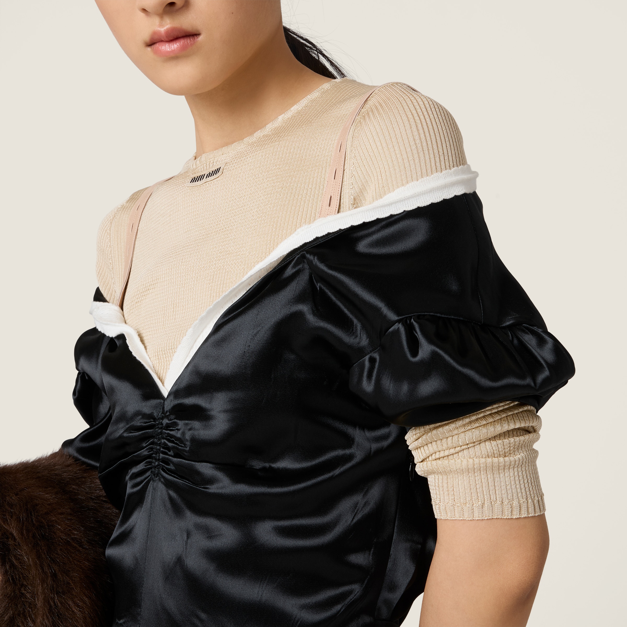 Miu Miu Long Satin Dress In Black