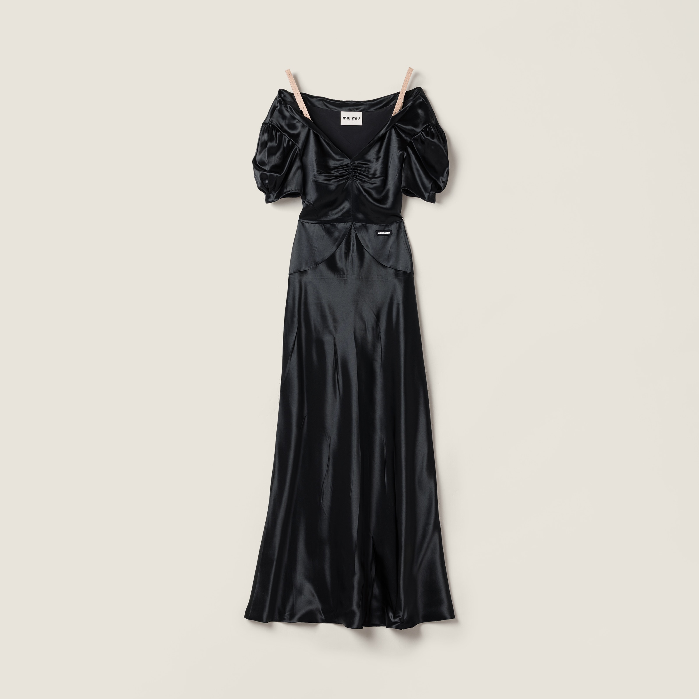 Miu Miu Long Satin Dress In Black
