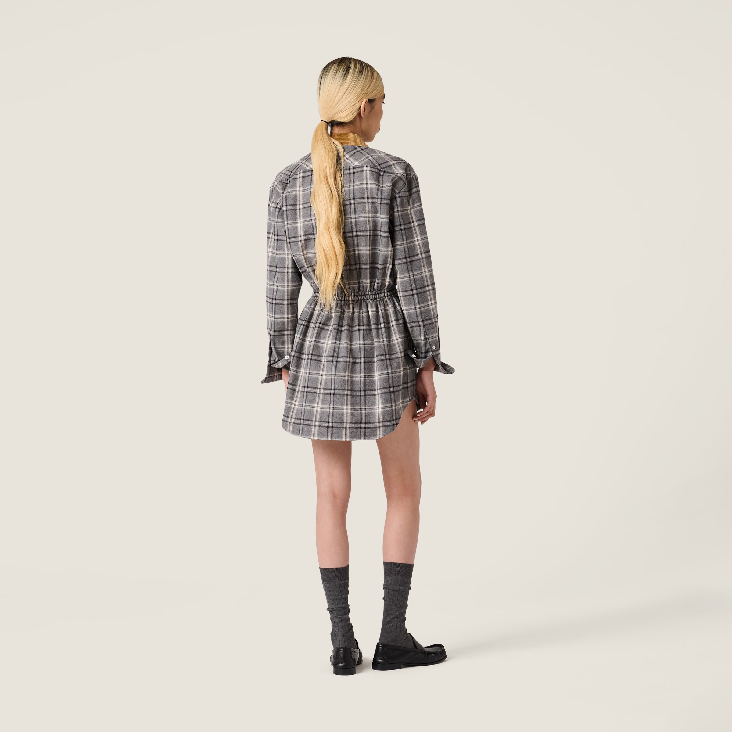 Miu Miu Flannel Mini-dress In Gray
