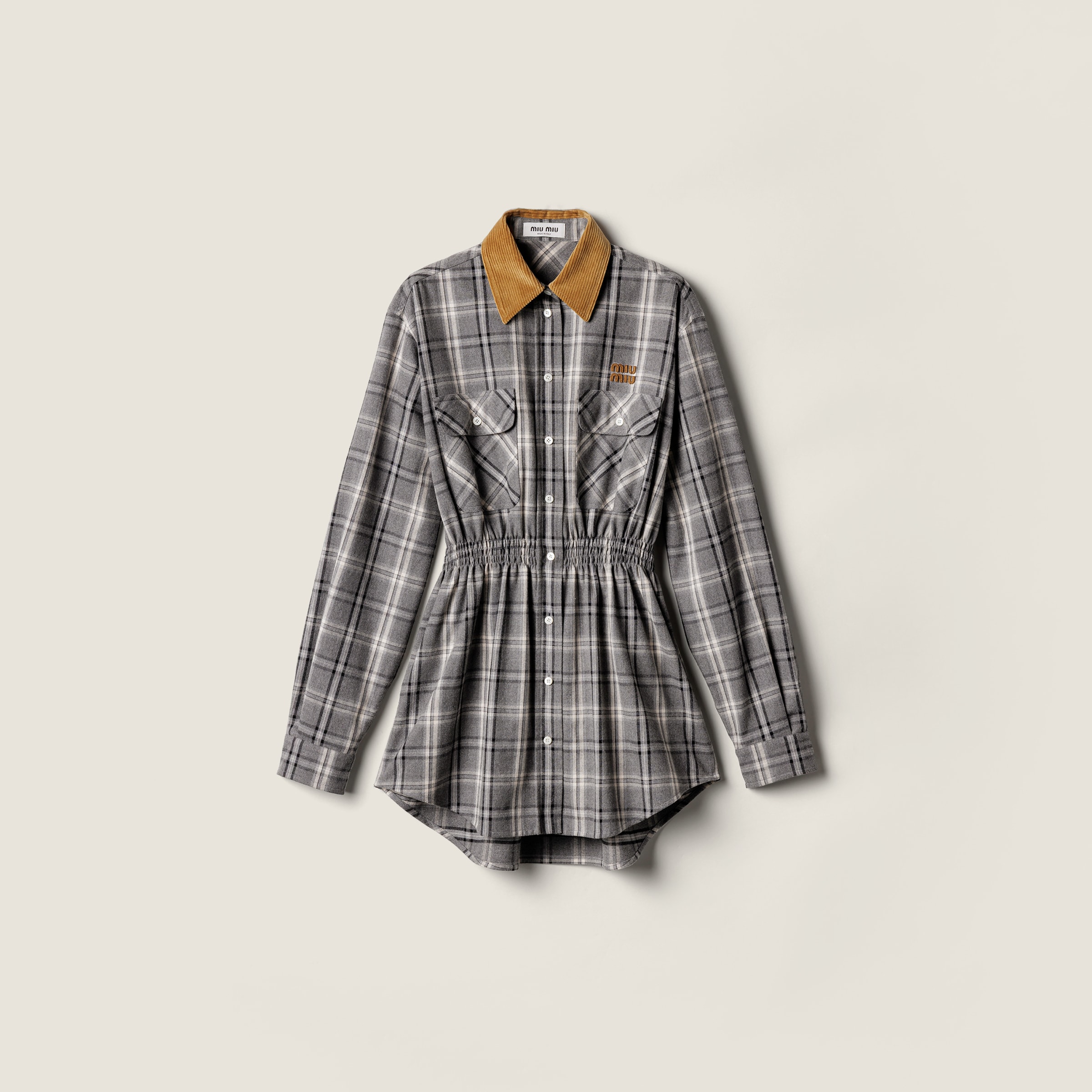 Miu Miu Flannel Mini-dress In Gray