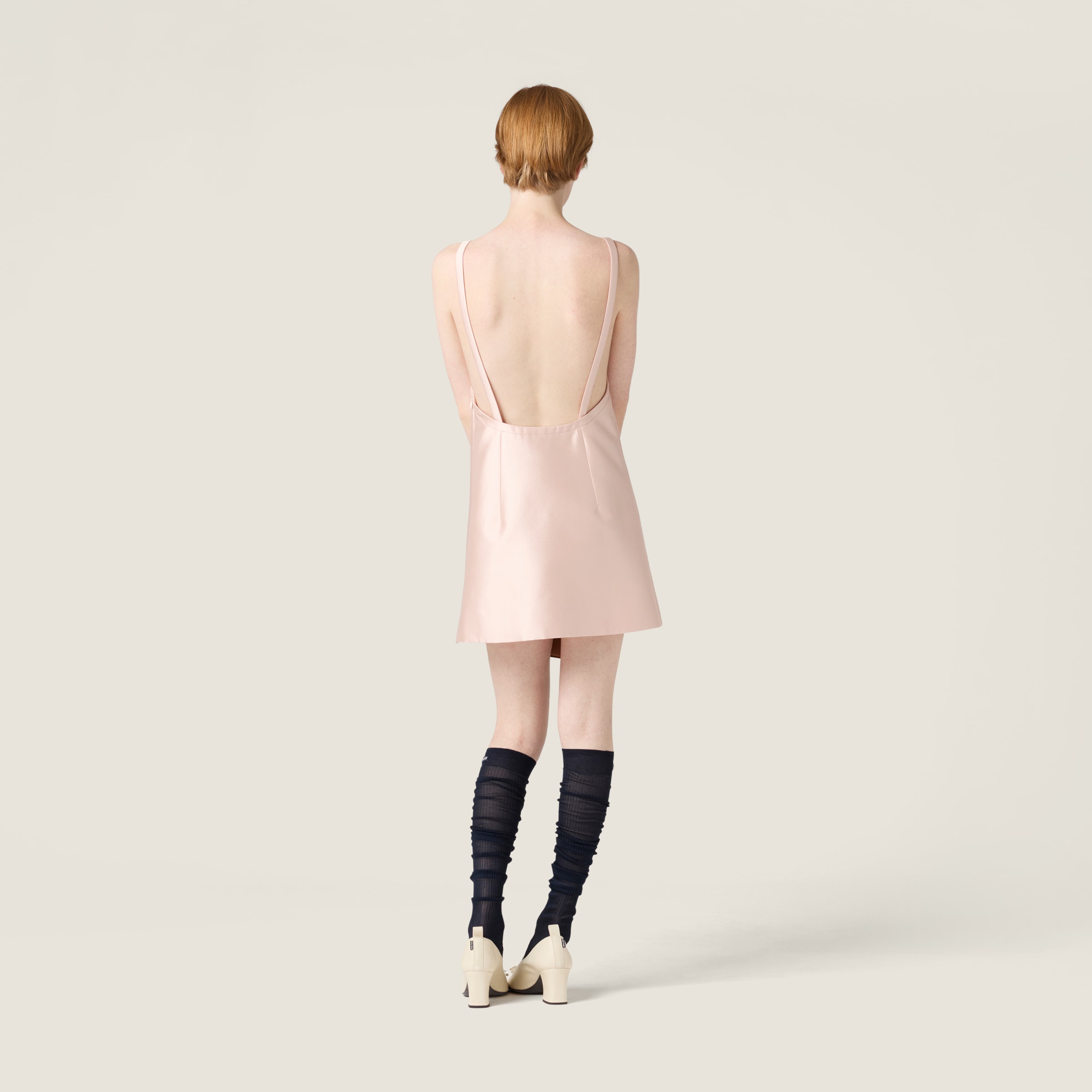 Miu Miu Silk And Wool Mini-dress In Pink