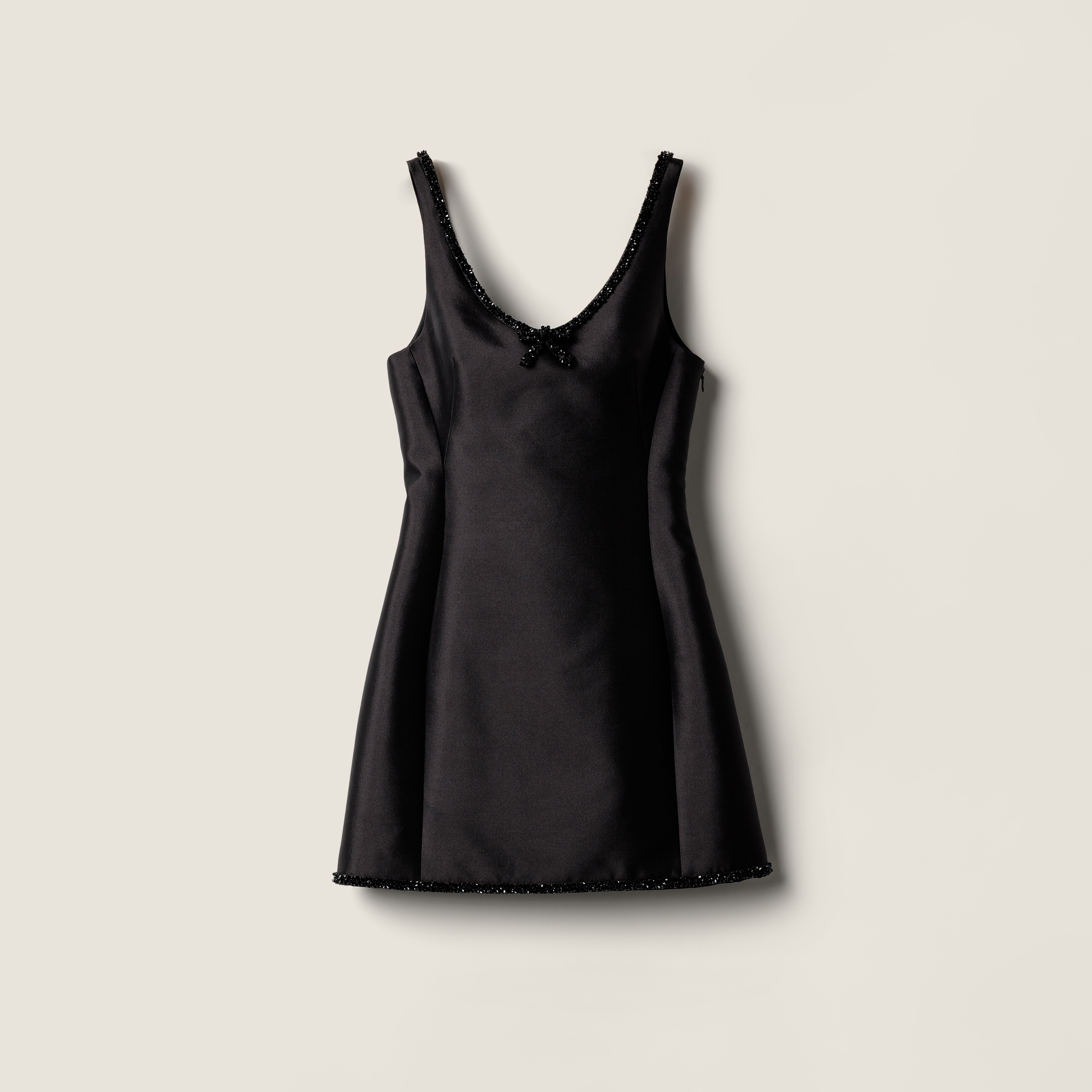 Miu Miu Embroidered Silk And Wool Mini-dress In Black