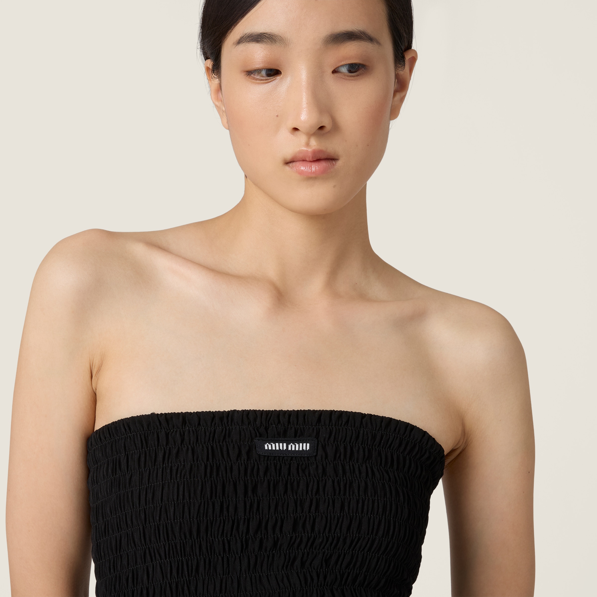 Miu Miu Georgette Mini-dress In Black