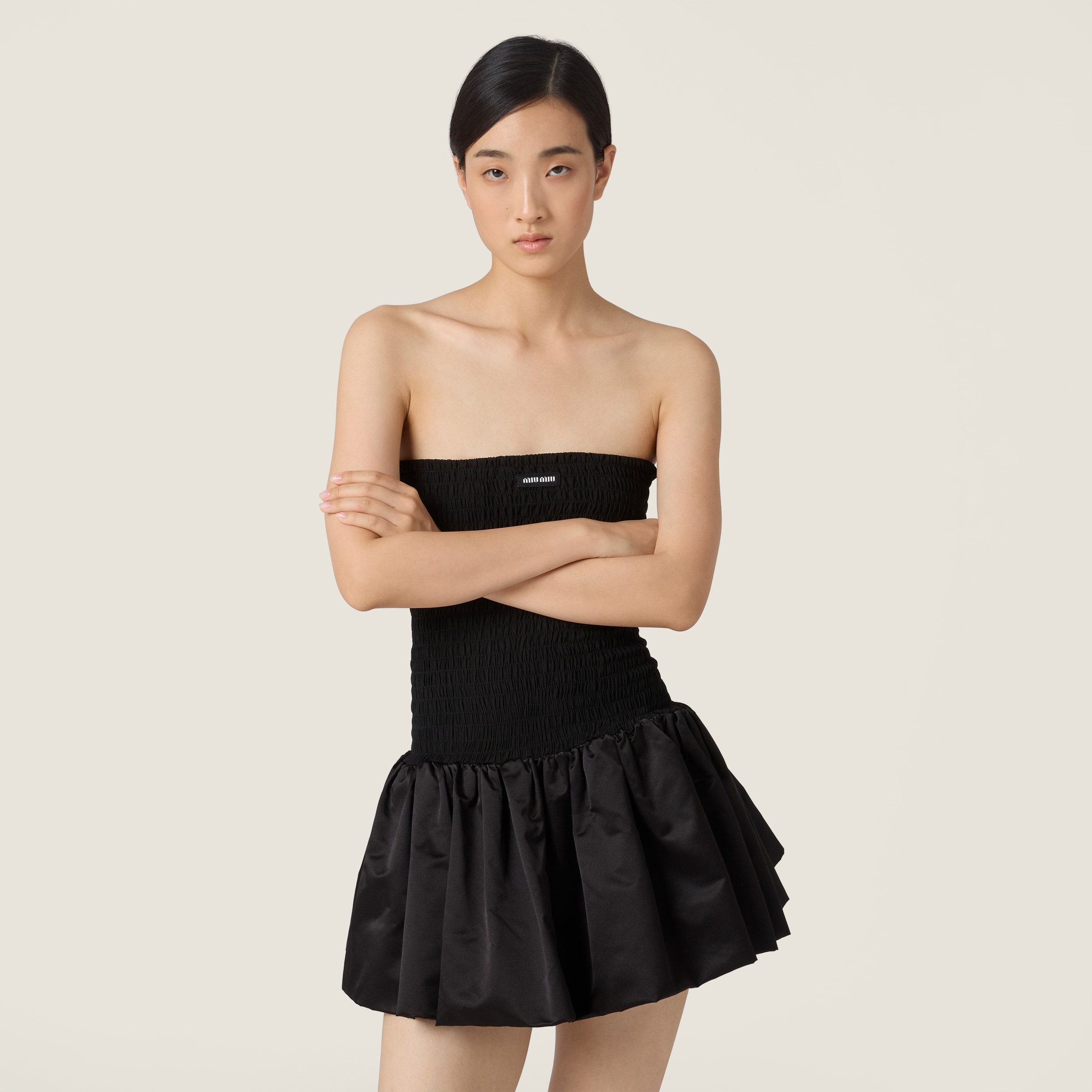 Miu Miu Georgette Mini-dress In Black