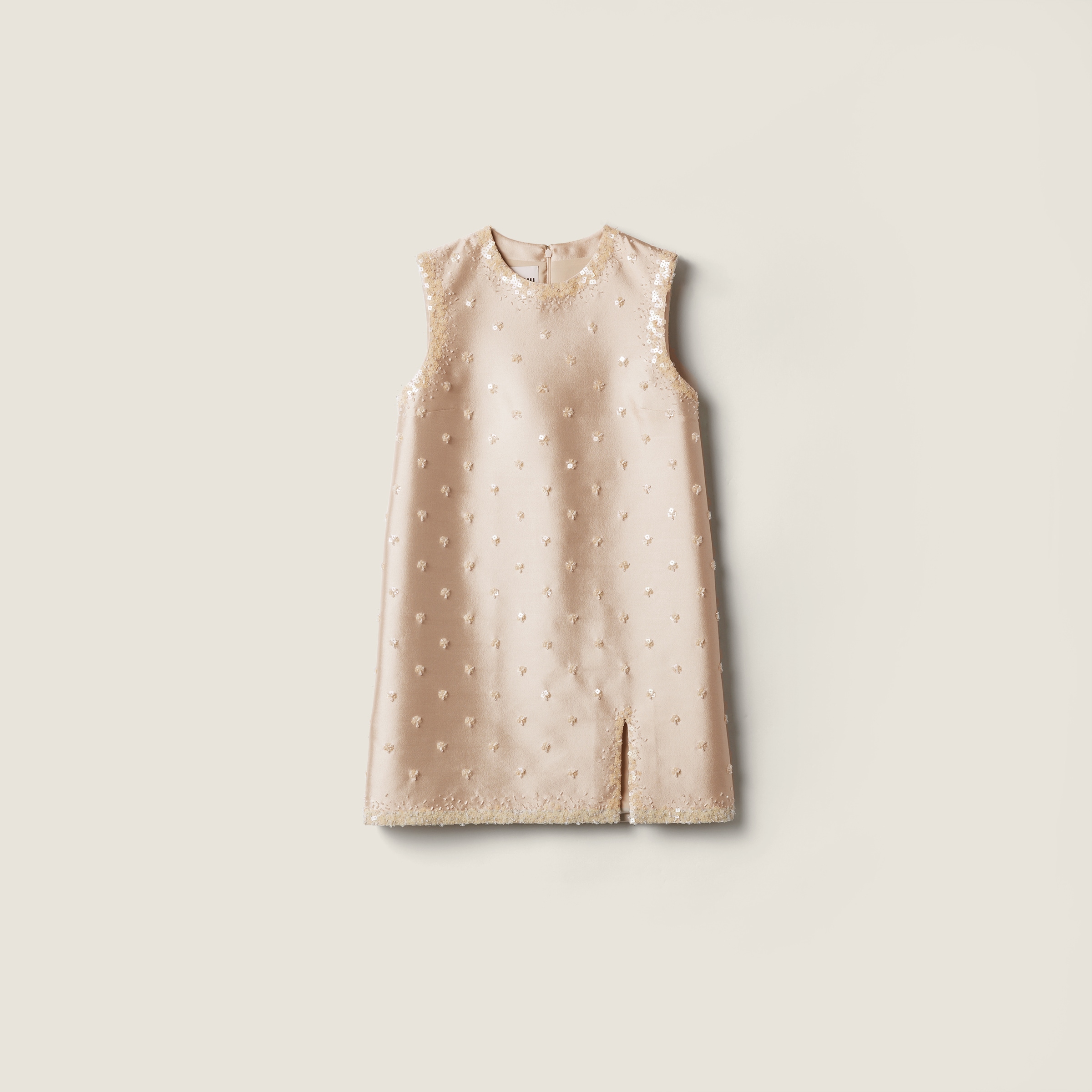 Miu Miu Embroidered Silk And Wool Mini-dress In Brown