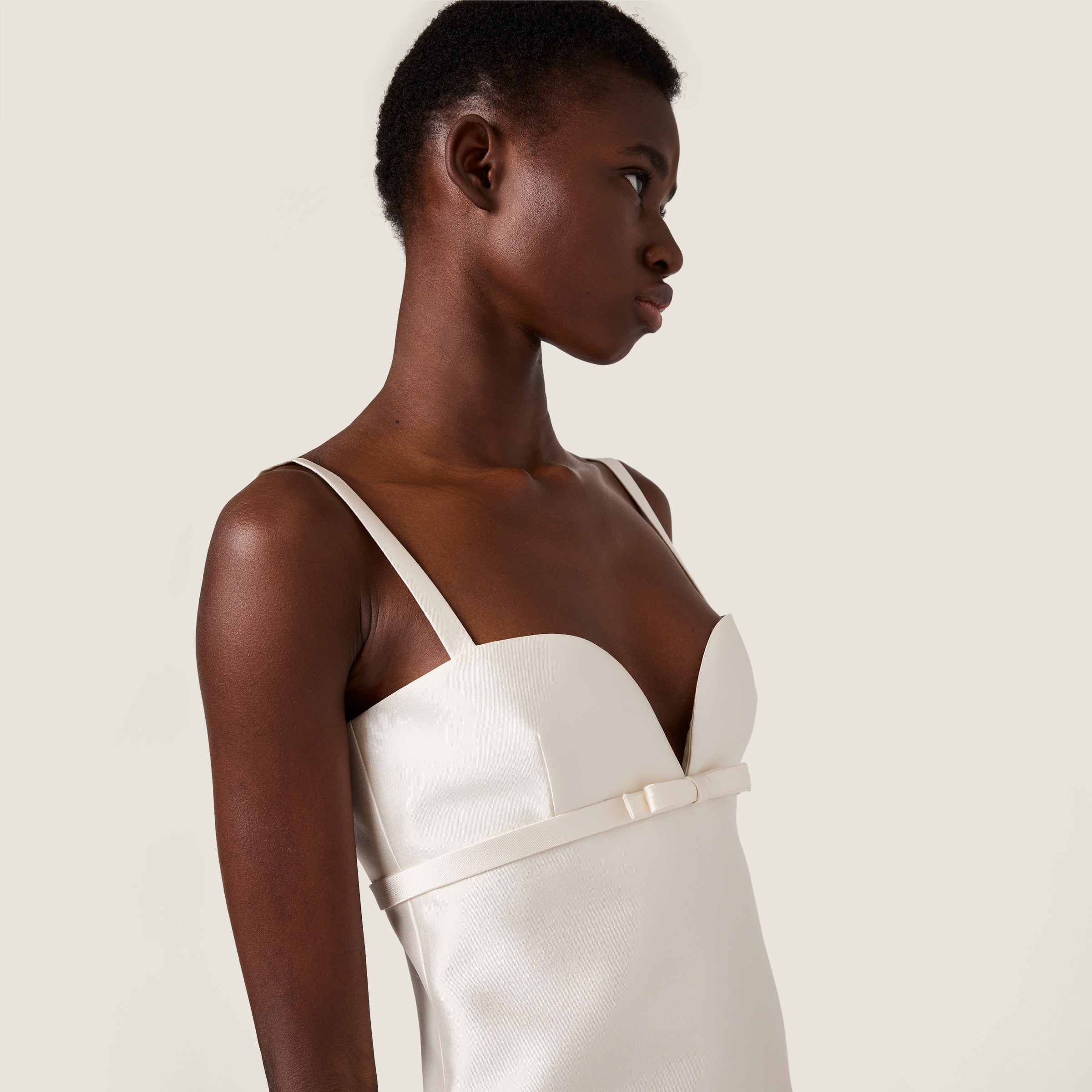 White Silk And Wool Mini-dress | Miu Miu - United States White Silk And Wool Mini-dress | Miu Miu - United States
