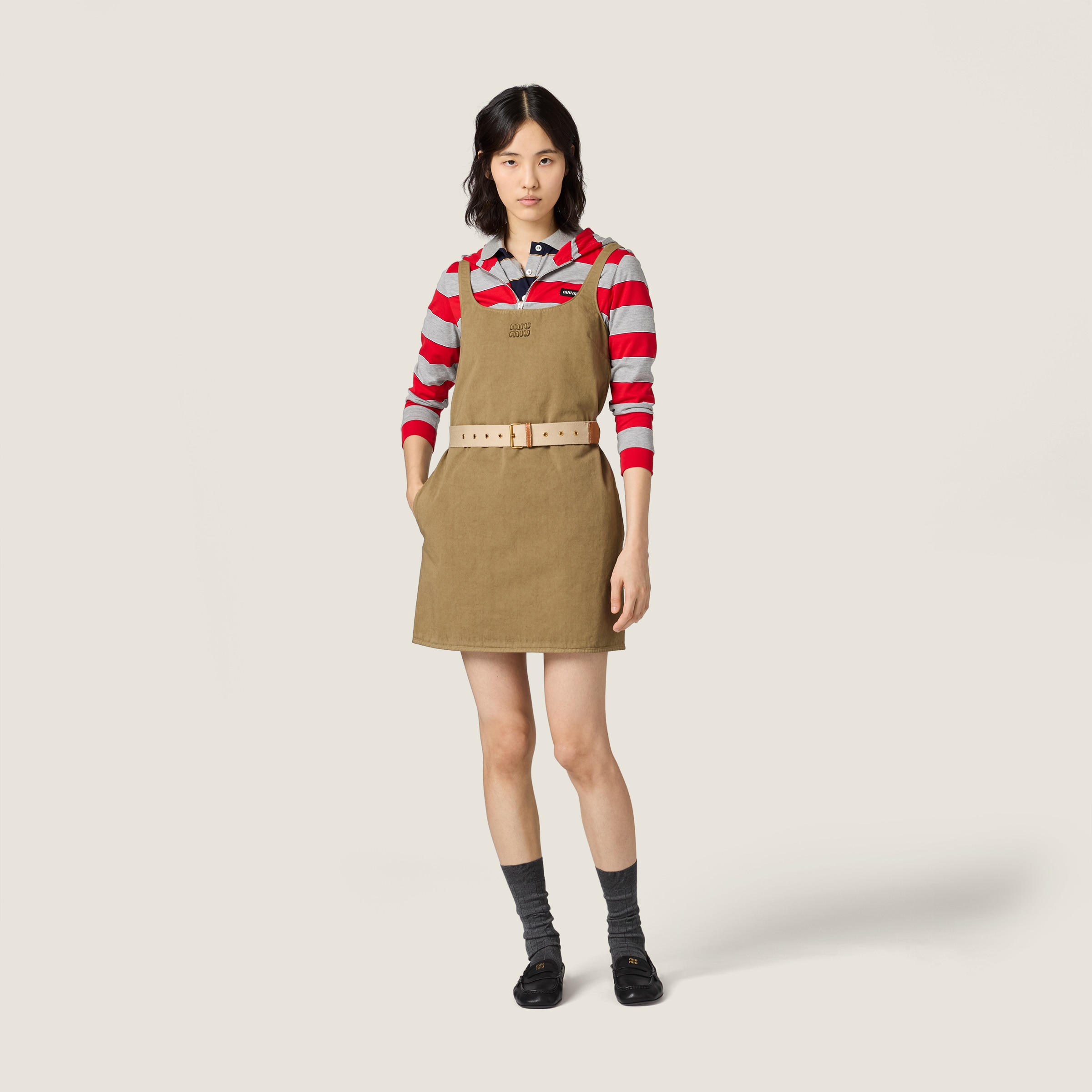 Khaki Old Gabardine Mini-dress | Miu Miu - United States