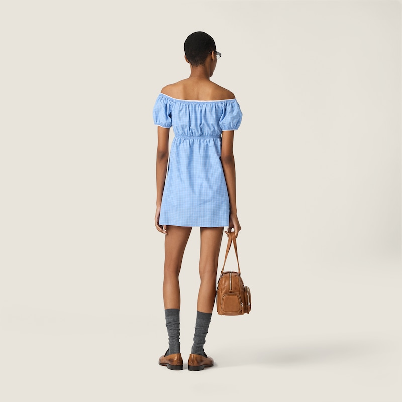 Checked poplin mini-dress