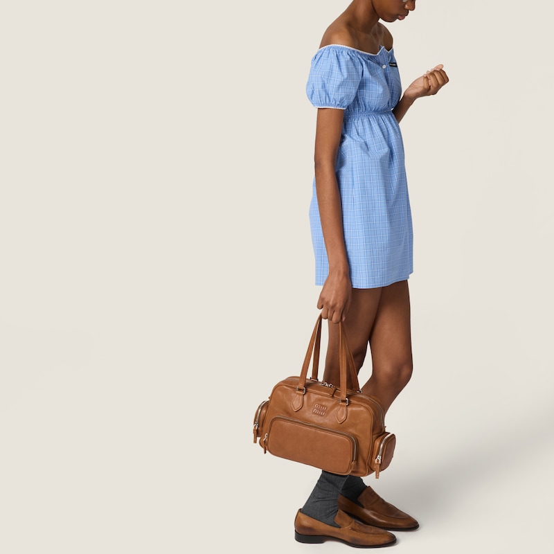 Checked poplin mini-dress