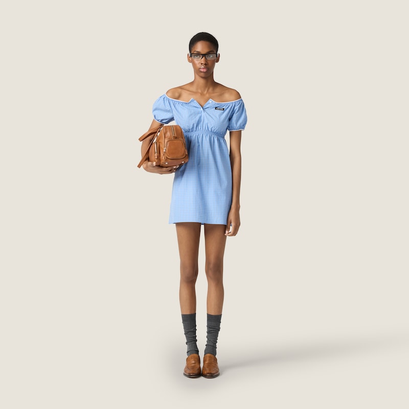 Checked poplin mini-dress