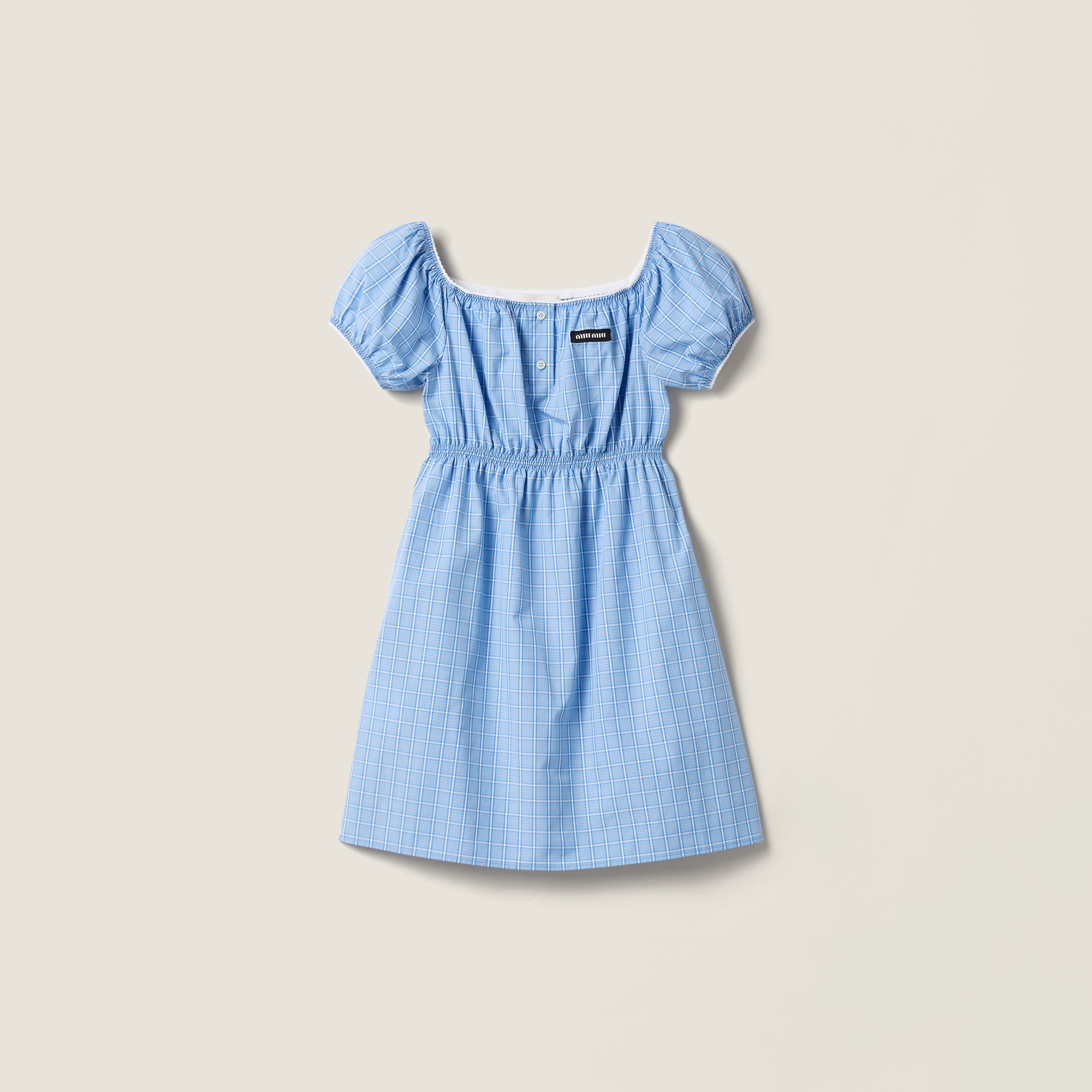 Checked poplin mini-dress