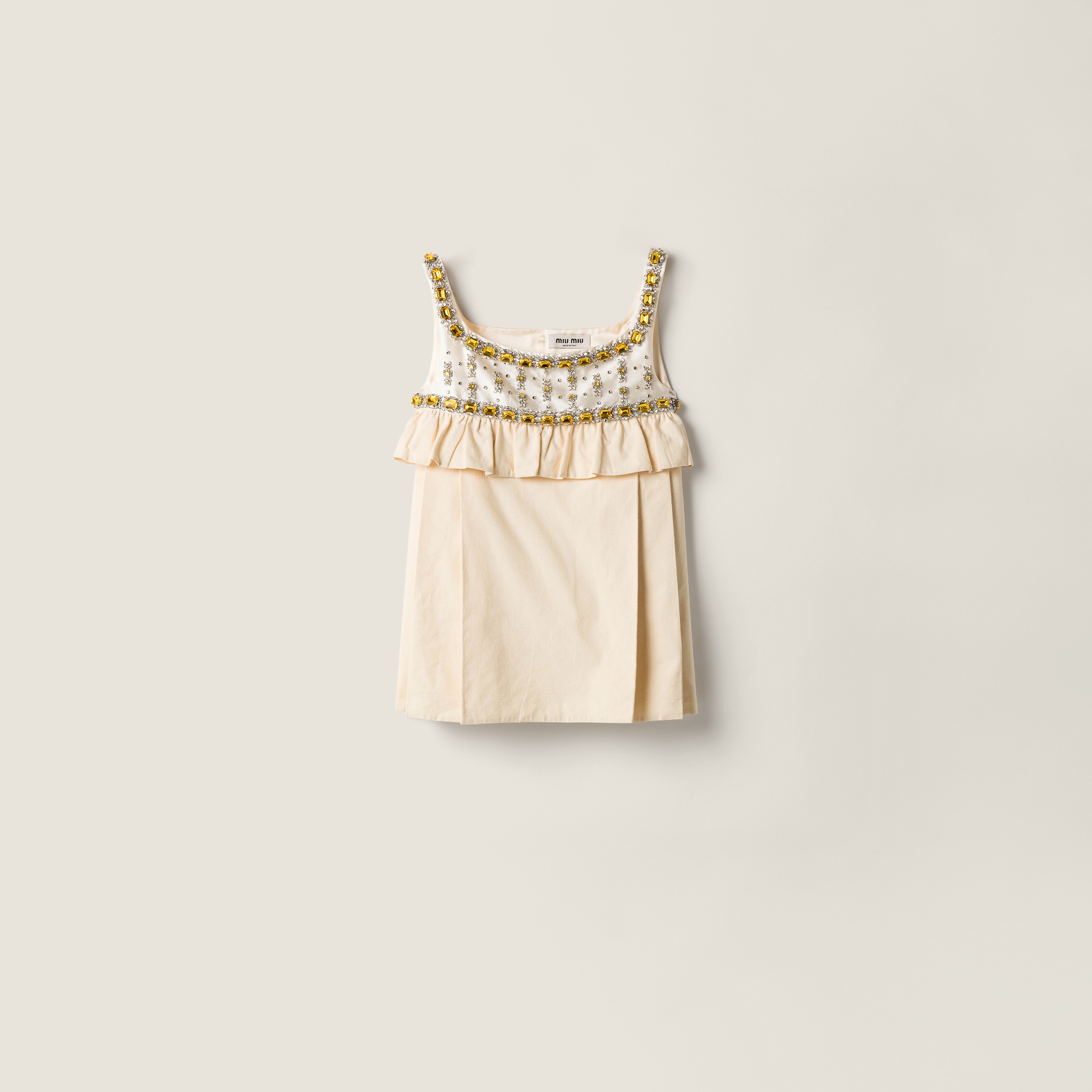 Embroidered canvas mini-dress