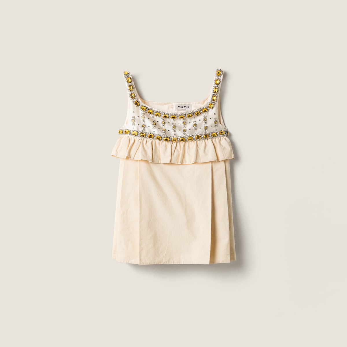 Embroidered canvas mini-dress