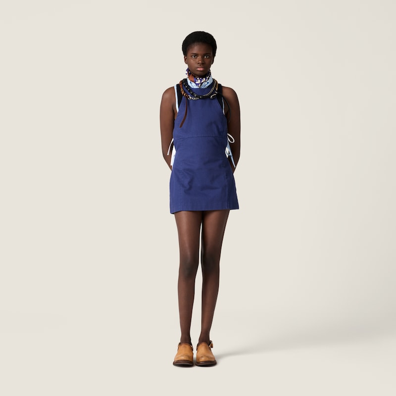 Garment-dyed gabardine mini-dress