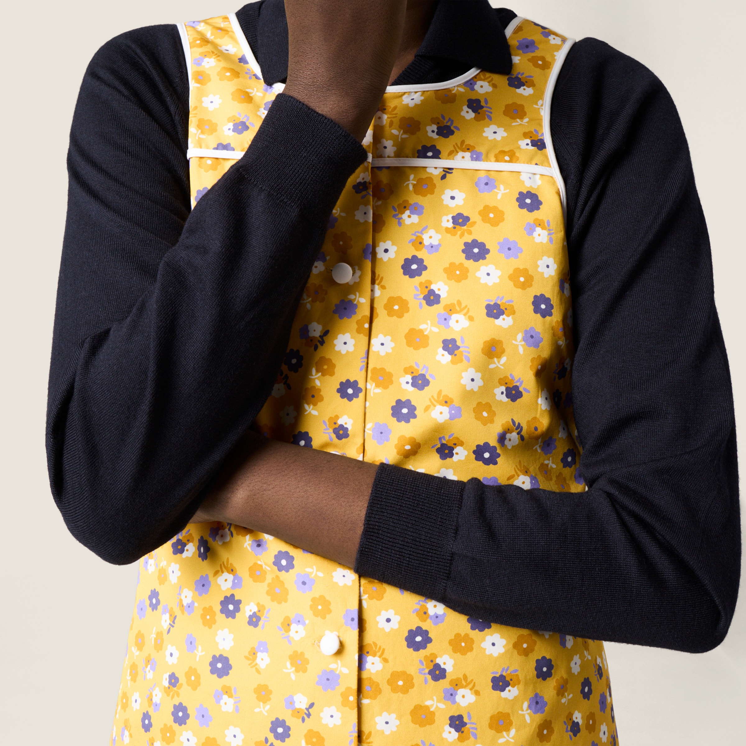 Yellow/purple Poplin Dress | Miu Miu - United States Yellow/purple Poplin Dress | Miu Miu - United States