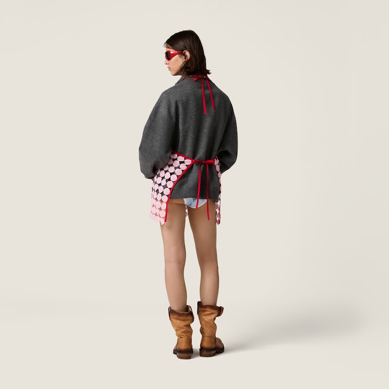 Macramé and leather apron