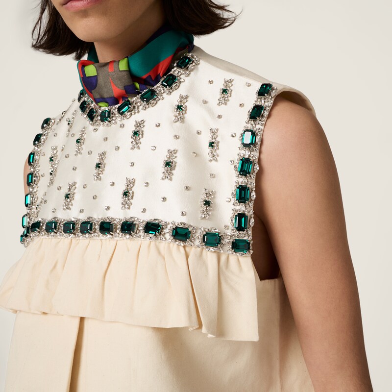 刺繍入り キャンバス ミニドレス