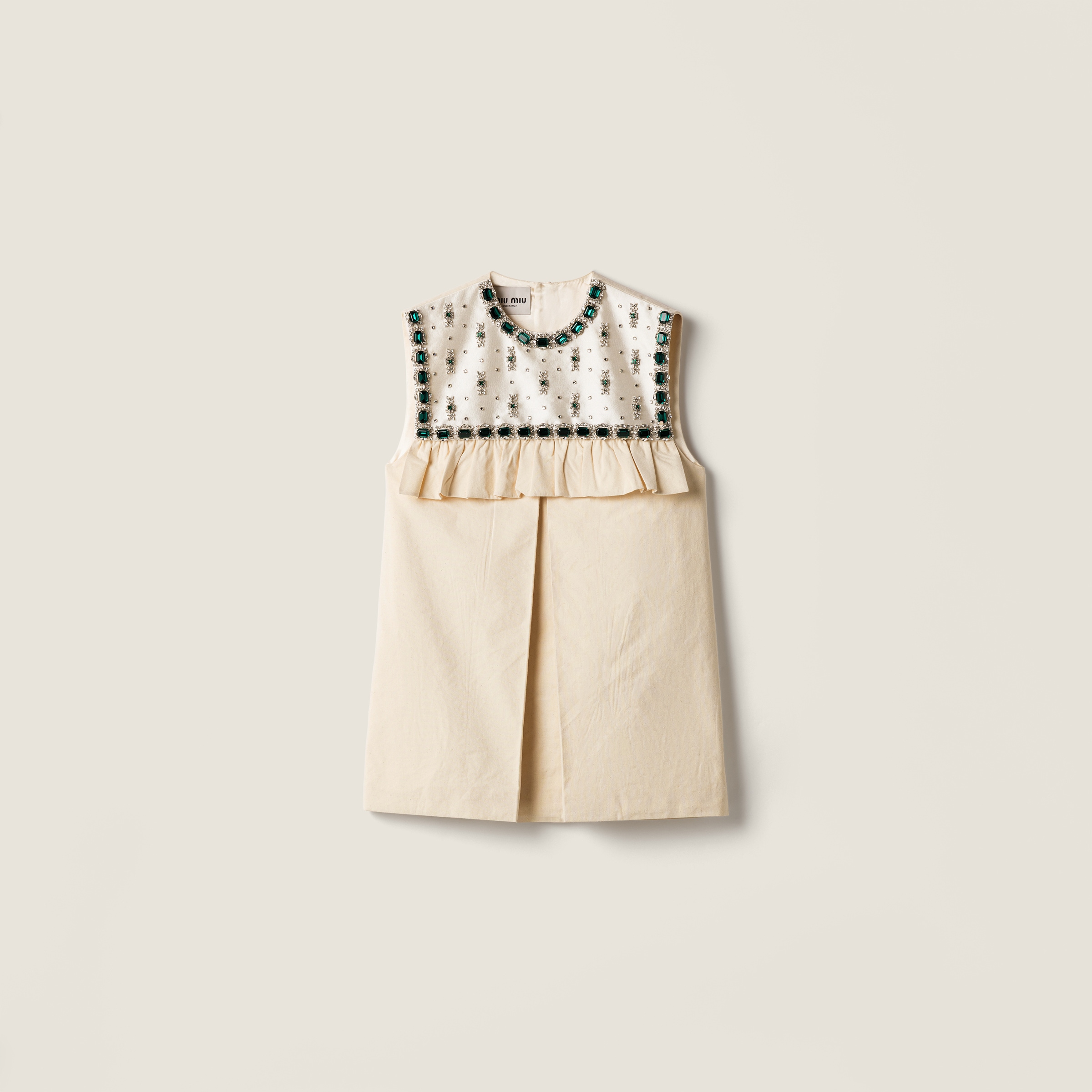 Embroidered canvas mini-dress