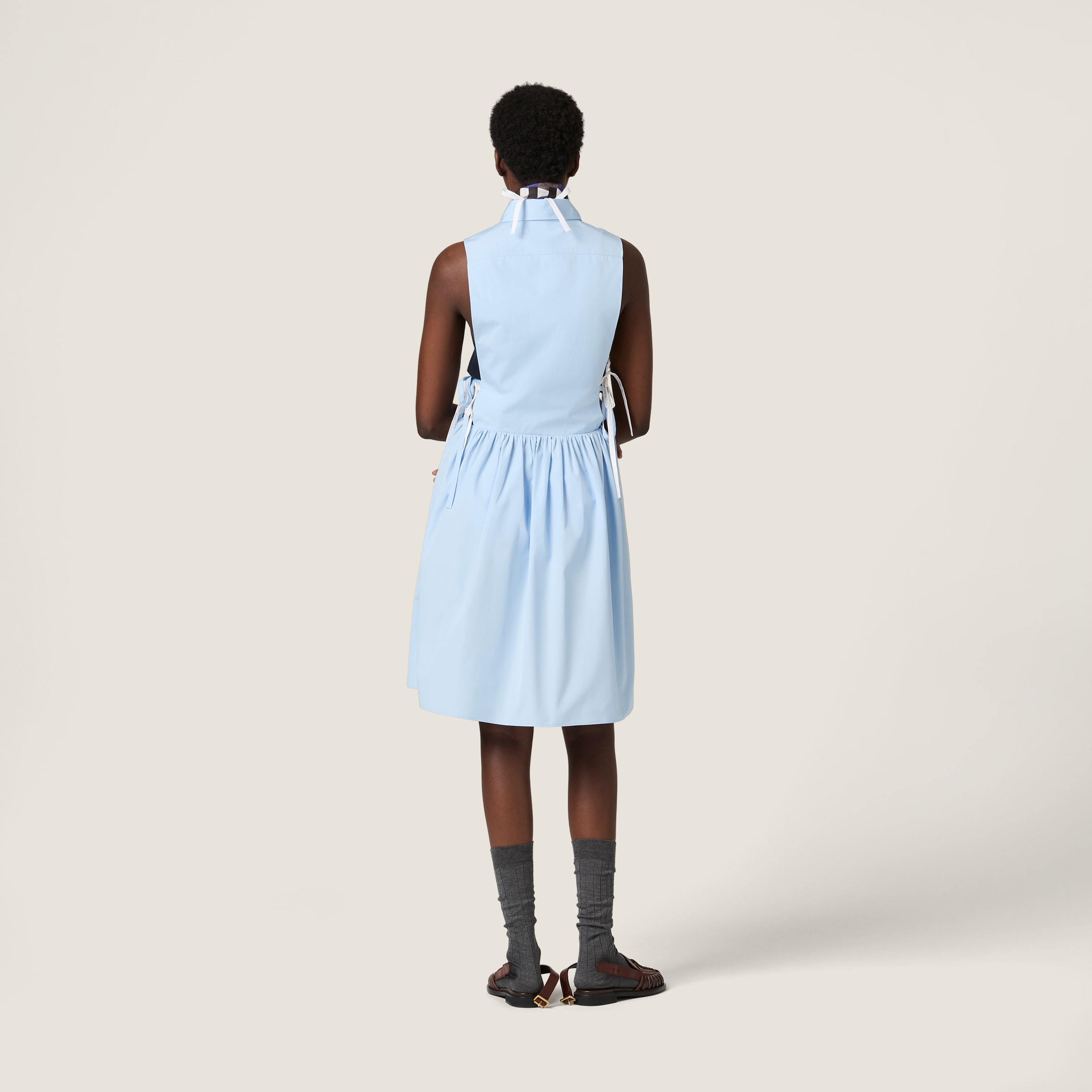 Poplin side tie dress - thumbnail 3