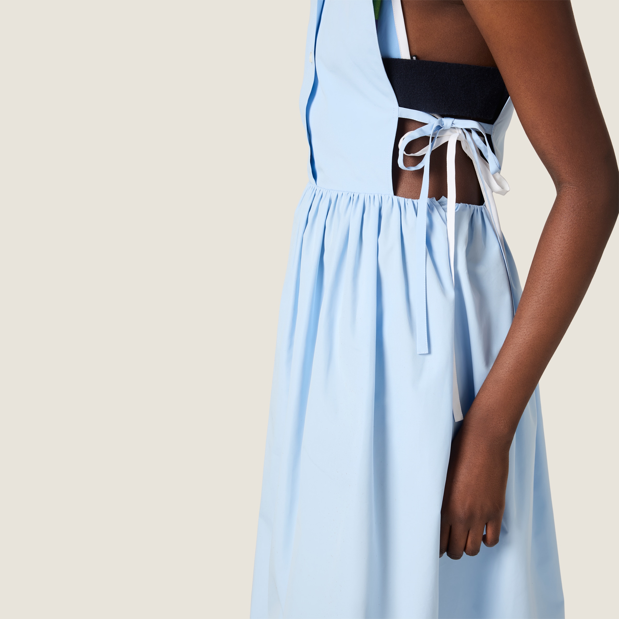 Poplin side tie dress - thumbnail 4