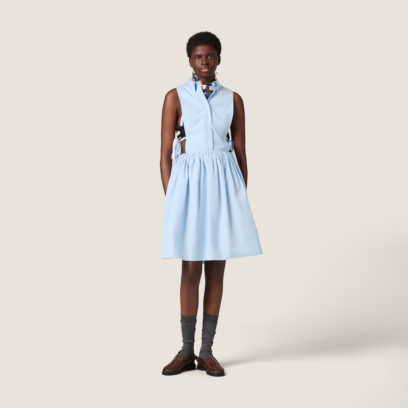 Poplin side tie dress