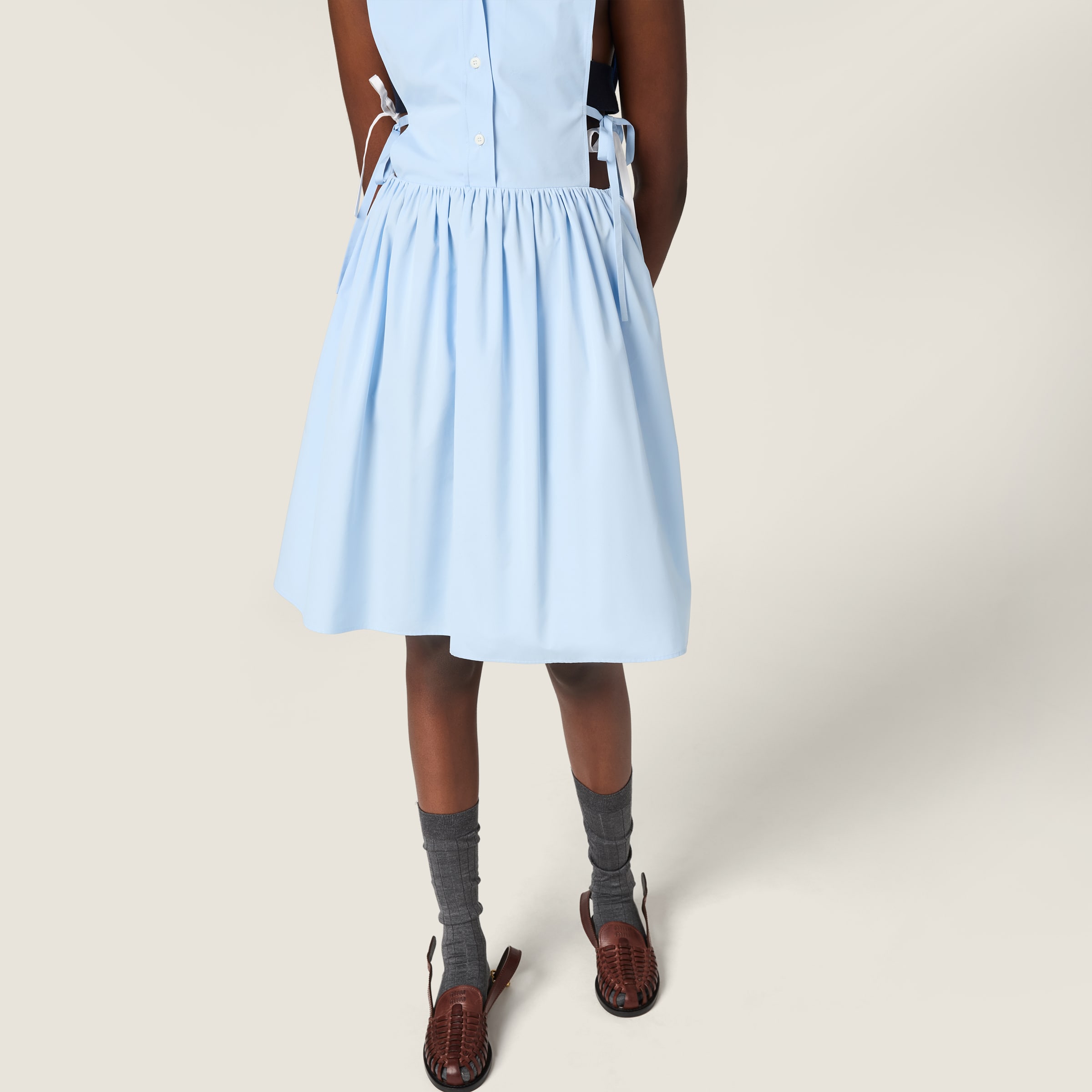 Poplin side tie dress - thumbnail 6
