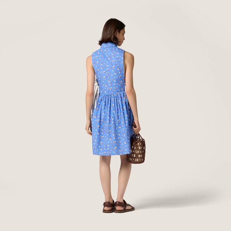 Poplin side tie dress