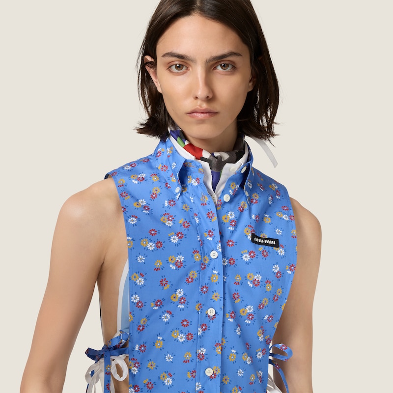 Poplin side tie dress